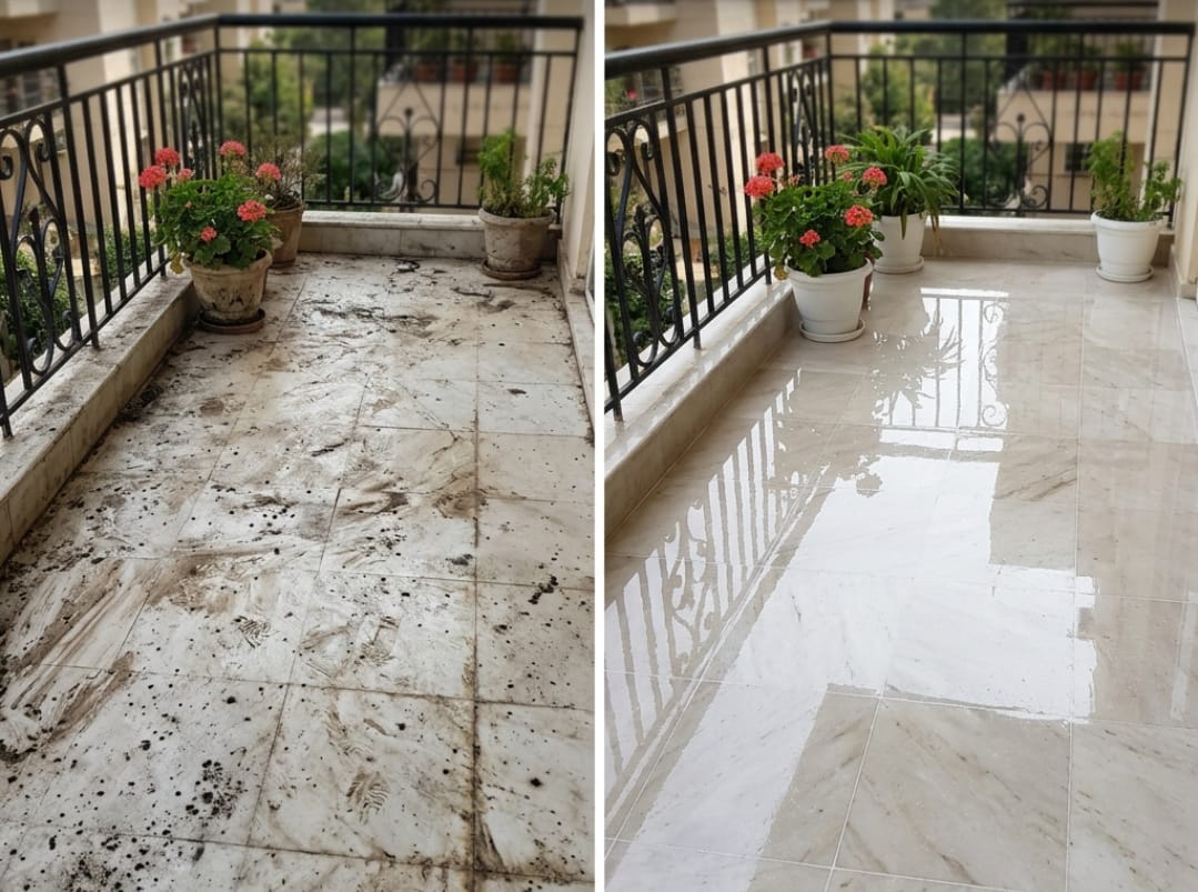 Tile floor restored after a deep clean